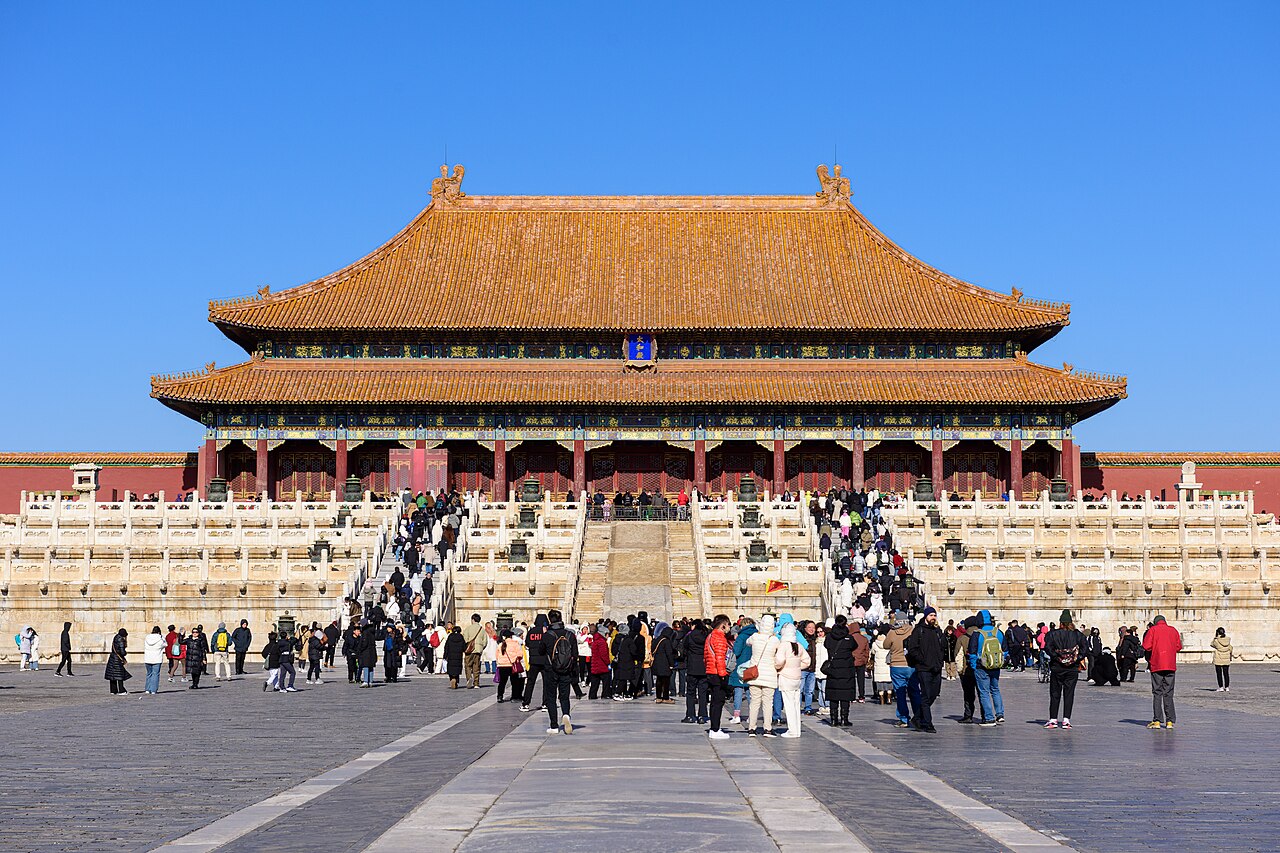 Hall of Supreme Harmony at the Palace Museum in Beijing under a blue sky